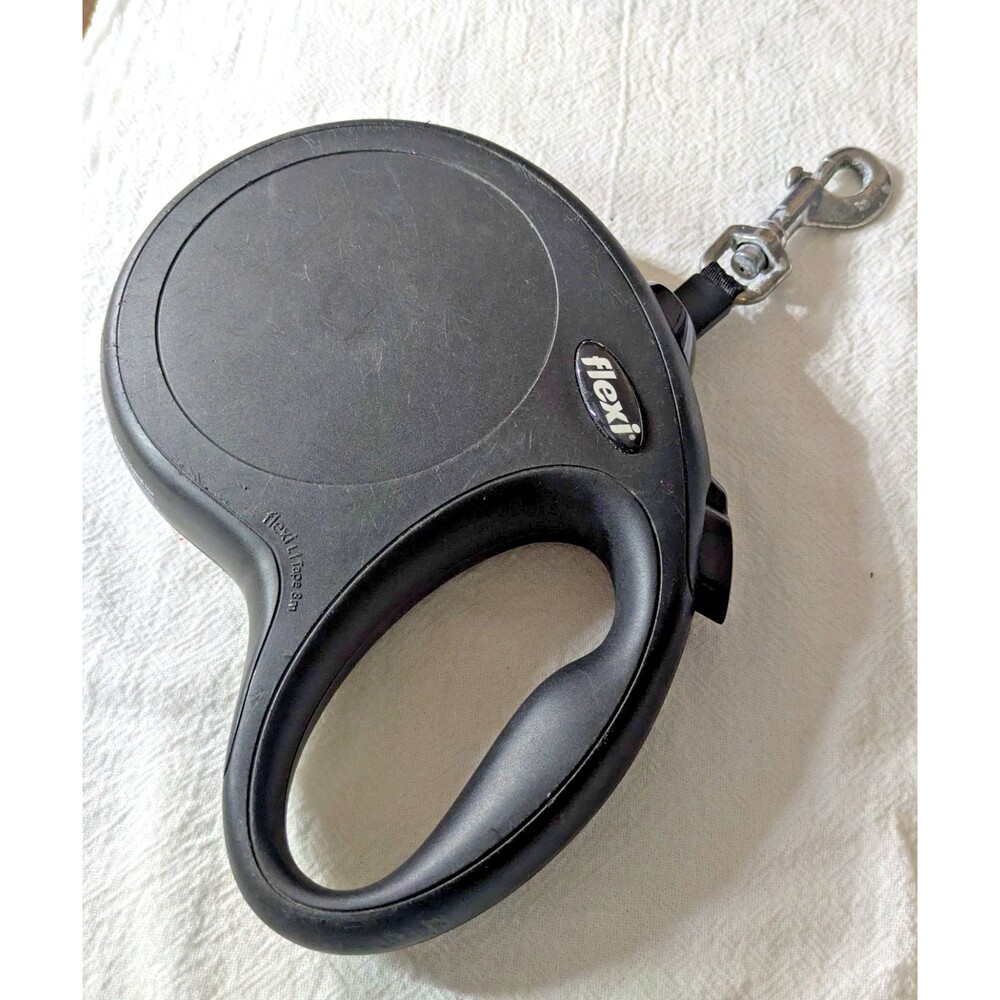 Flexi Retractable Dog Leash Black Large (L) Tape 8m / 26ft Heavy Duty